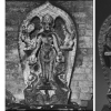 Side-by-side pictures of a stolen statue of a Nepali deity