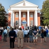 People gather in front of Huntley Hall during the W&L ceremony to mark the 20th anniversary of 9/11